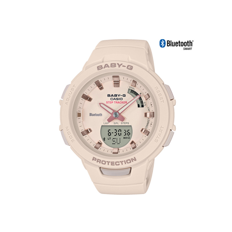 casio/卡西欧 baby-g 哑光质感配色防水防震蓝牙连接计步运动女表bsa